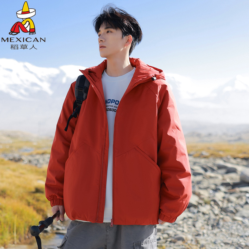 Scarecrow Lightweight down Jacket for Men 2025 New Winter Thin Style Trendy Brand Stylish Hooded Red Coat for Teenagers