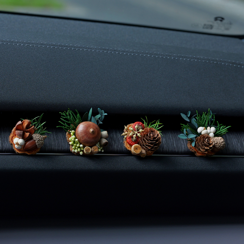 Handmade Dried Flower and Fruit Car Air Freshener Diffuser, Car Interior Air Vent Plant Decoration, Creative Holiday Gift