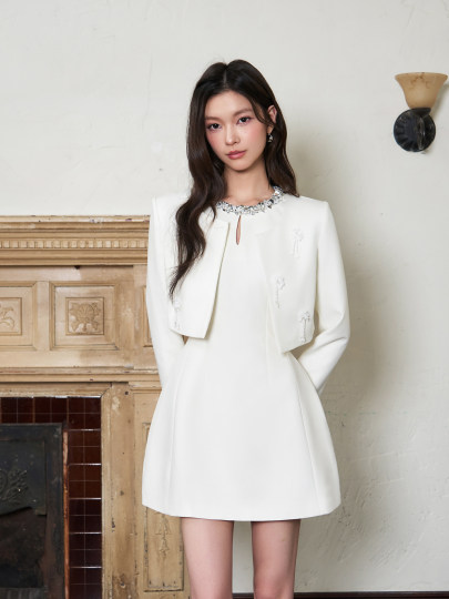 Dryross Light Luxury High-End Annual Meeting Dress Elegant Sequin A-Line Puff Sleeveless Dress for Everyday Winter Wear