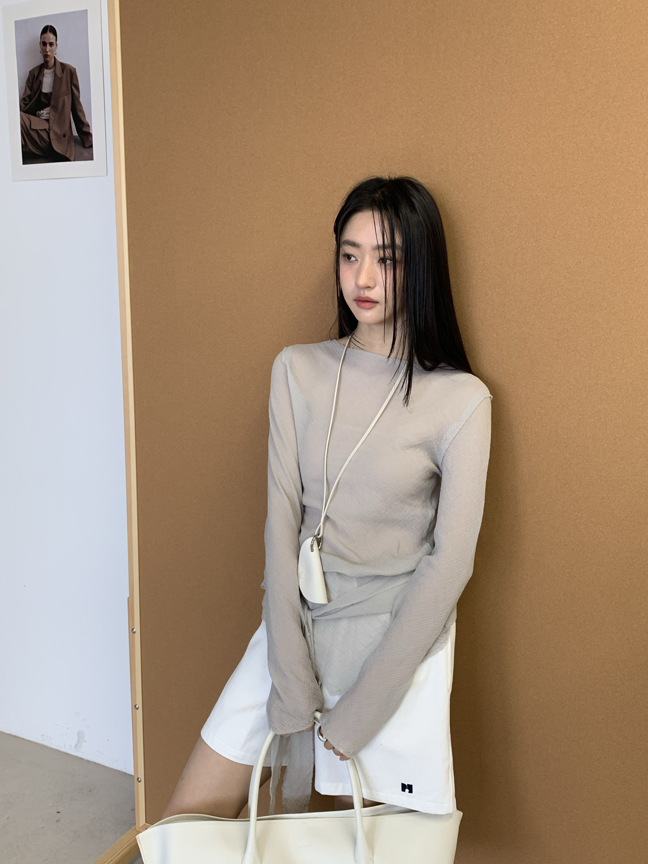 waitmore универсальная тонкая рубашка с завязками длинный рукав женская весна-лето корейский стиль