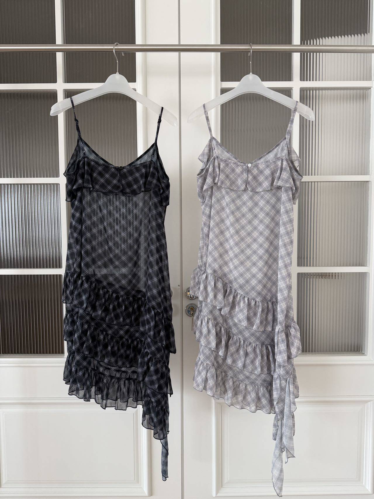 waitmore дизайнерское асимметричное многослойное клетчатое платье-сарафан с кружевом женское весна-лето корейский стиль