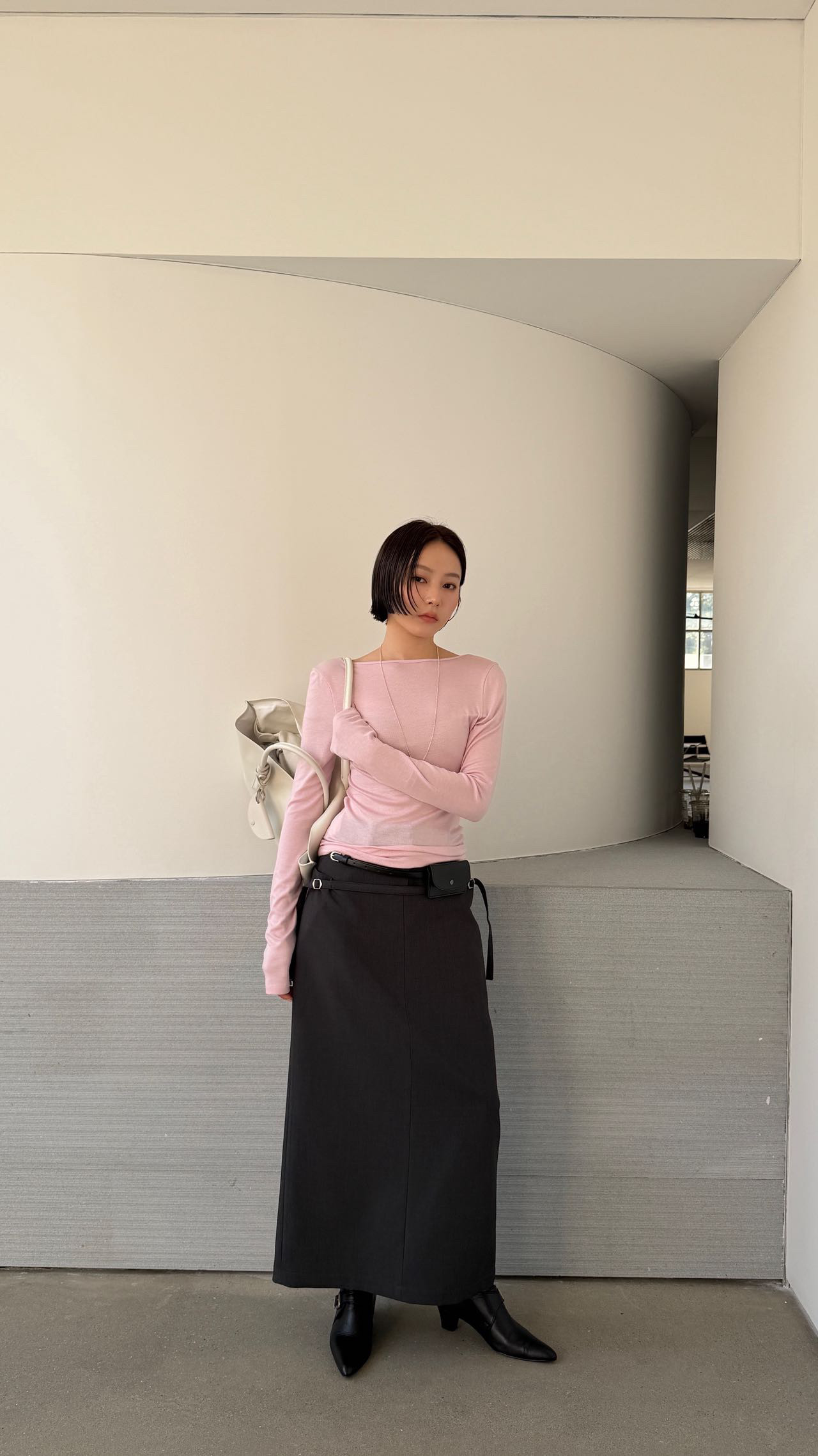 WAITMORE футболка женская с длинным рукавом из смеси тенсела и шерсти с U-образным вырезом приталенная базовая