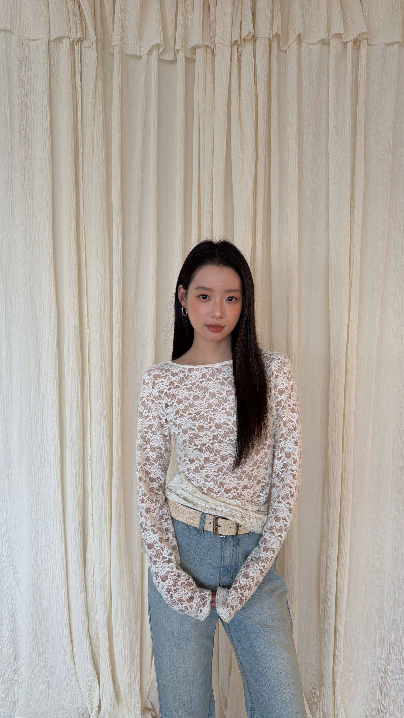 waitmore 2026 весенняя новинка корейский стиль универсальная блузка с длинным рукавом двусторонняя кружевная приталенная