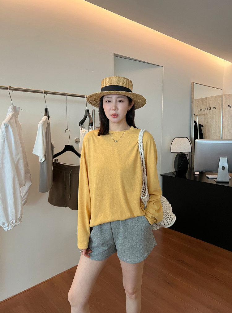 widelia свободная простая солнцезащитная футболка с круглым воротом 2026 летняя свободная мягкая дышащая универсальная повседневная женская блузка