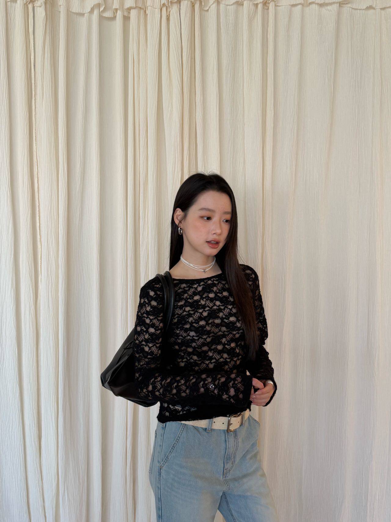 waitmore 2026 весенняя новинка корейский стиль универсальная блузка с длинным рукавом двусторонняя кружевная приталенная