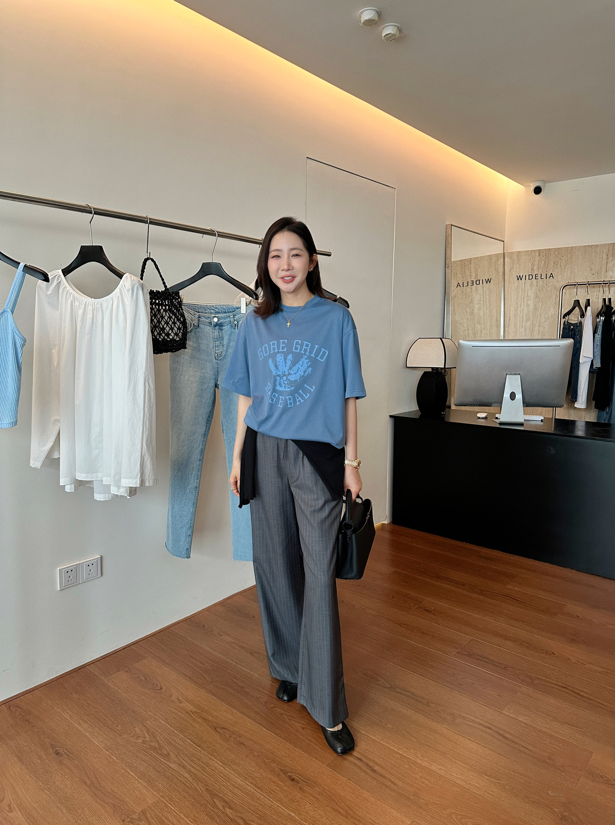 widelia2025 летняя новинка винтажная футболка с принтом круглый вырез свободная повседневная с коротким рукавом женская