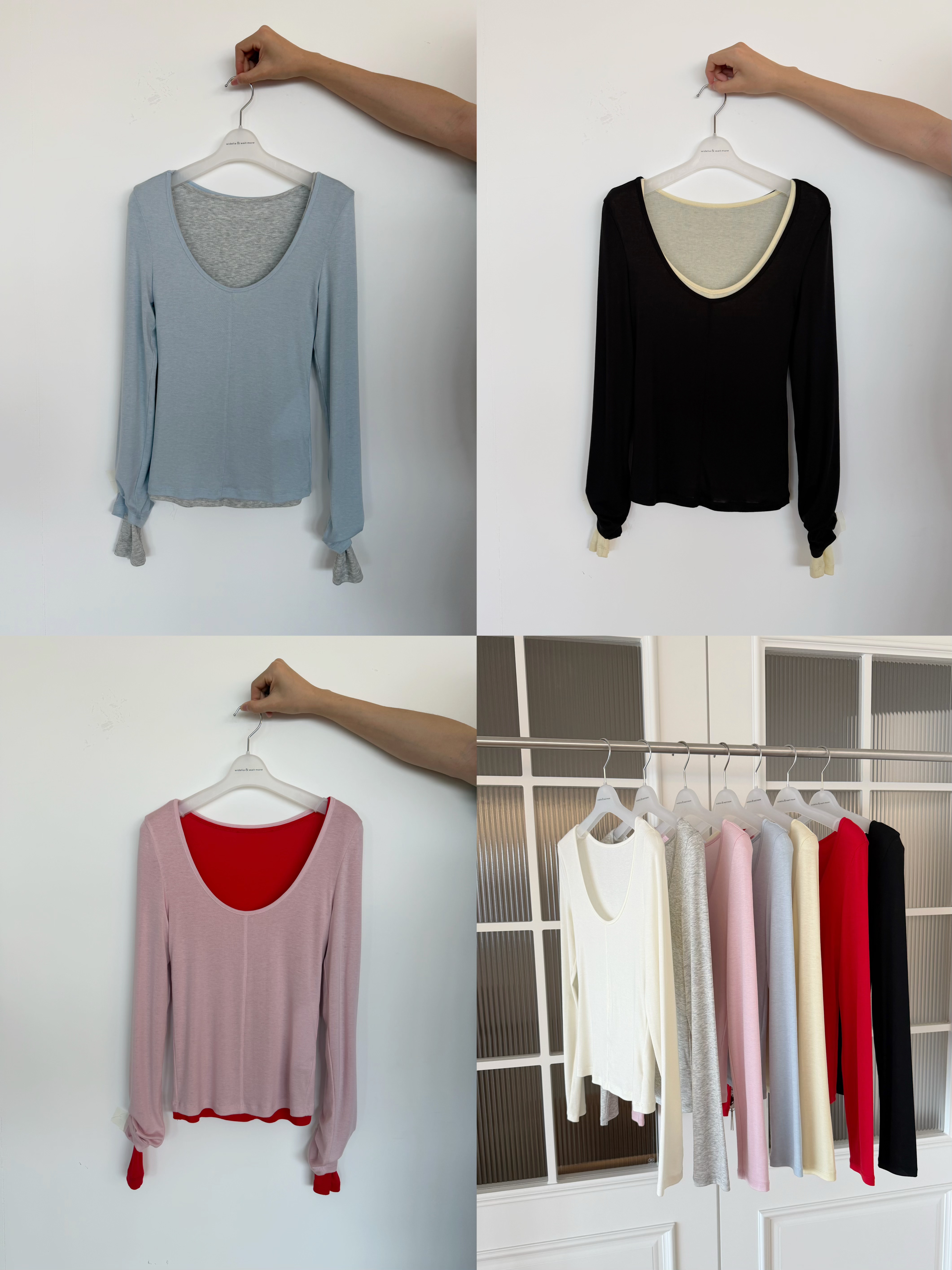 WAITMORE футболка женская с длинным рукавом из смеси тенсела и шерсти с U-образным вырезом приталенная базовая