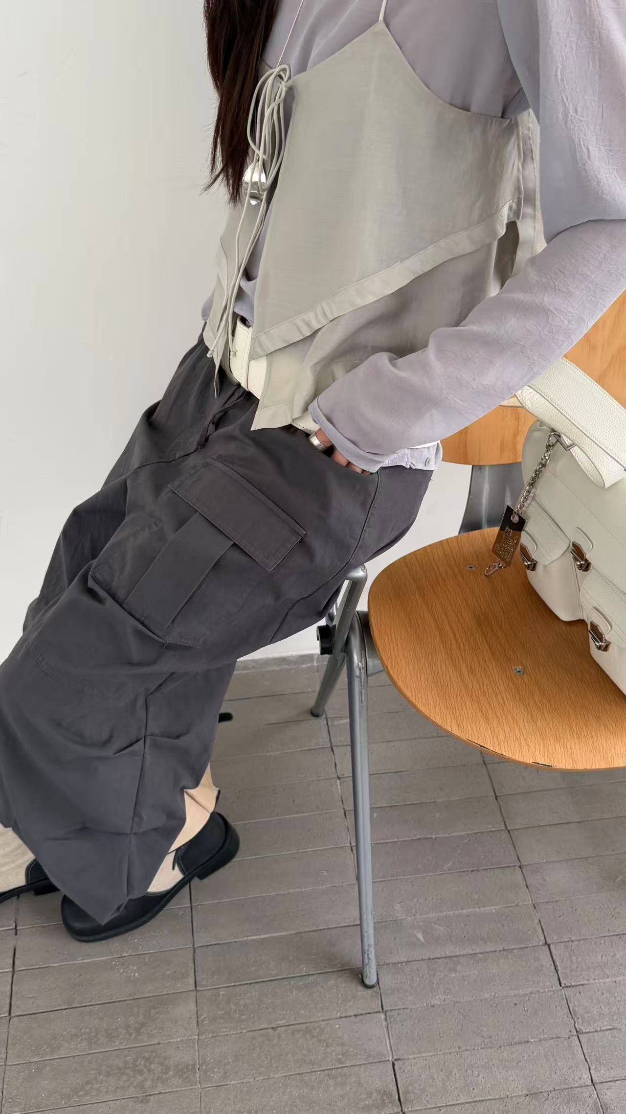 waitmore2026 весна-лето новая модель прозрачная блузка с длинными рукавами + двухслойный топ на бретелях комплект из двух предметов женский