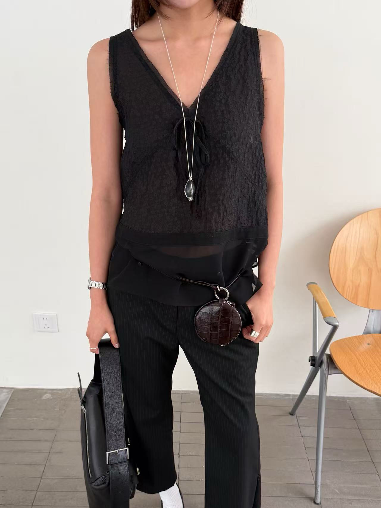 waitmore весенне-летний корейский повседневный топ на бретельках с V-образным вырезом и завязками-бантиками для женщин