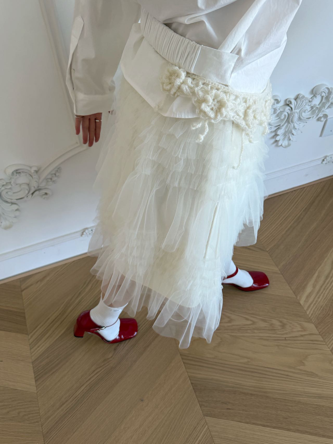 waitmore Многослойная фатиновая юбка-миди с высокой талией, весна-лето 2026