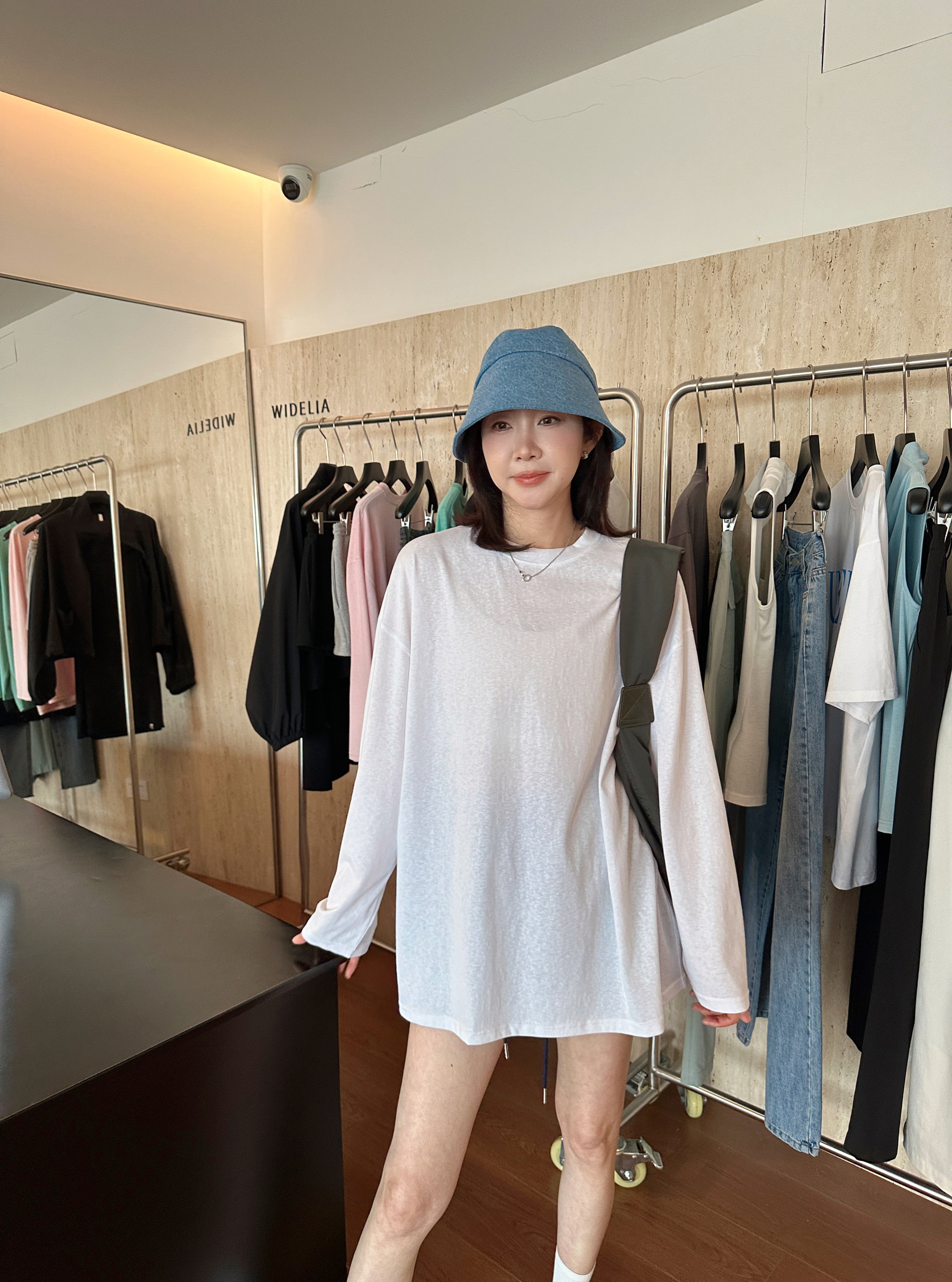 widelia свободная простая солнцезащитная футболка с круглым воротом 2026 летняя свободная мягкая дышащая универсальная повседневная женская блузка