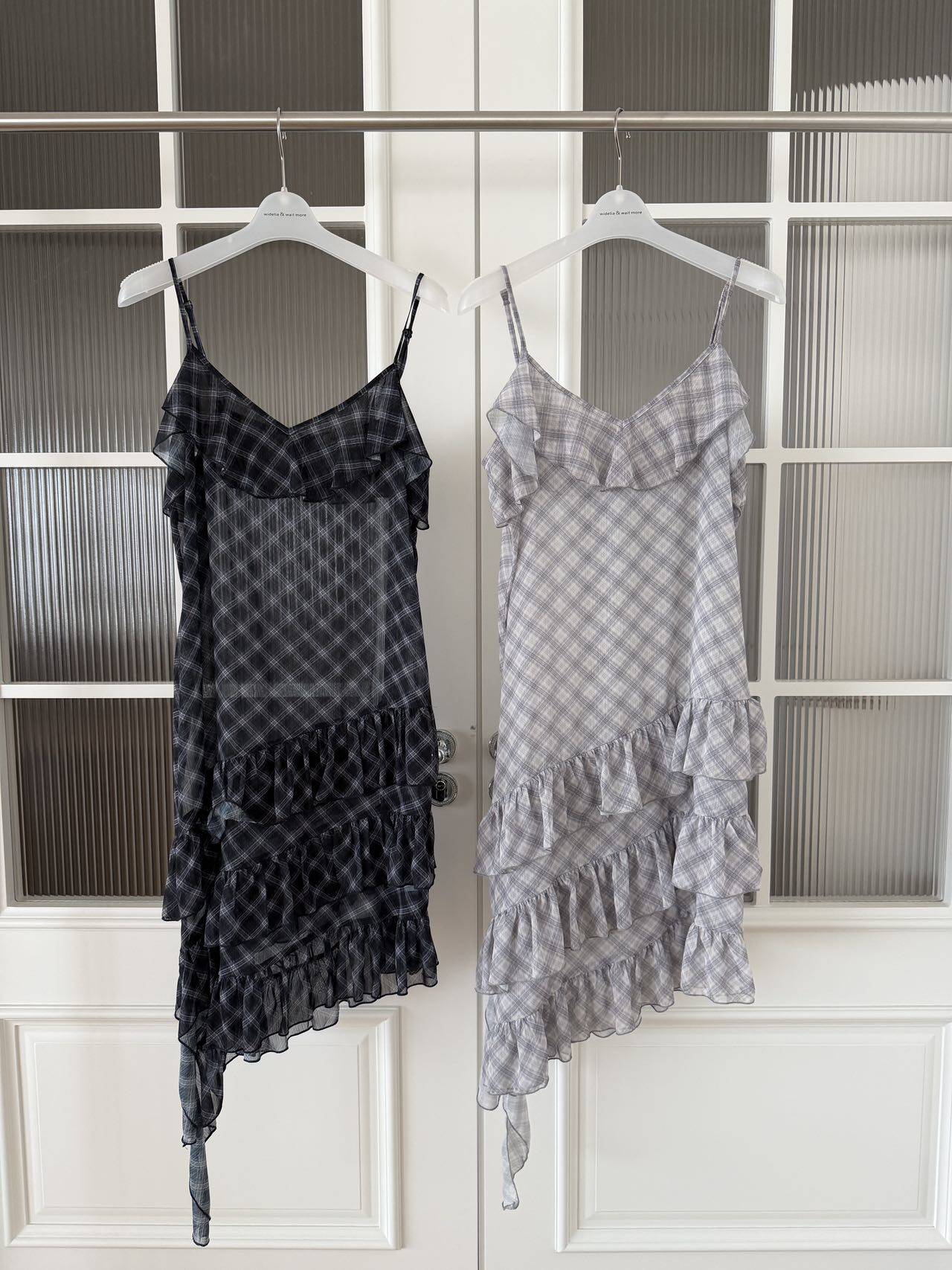 waitmore дизайнерское асимметричное многослойное клетчатое платье-сарафан с кружевом женское весна-лето корейский стиль