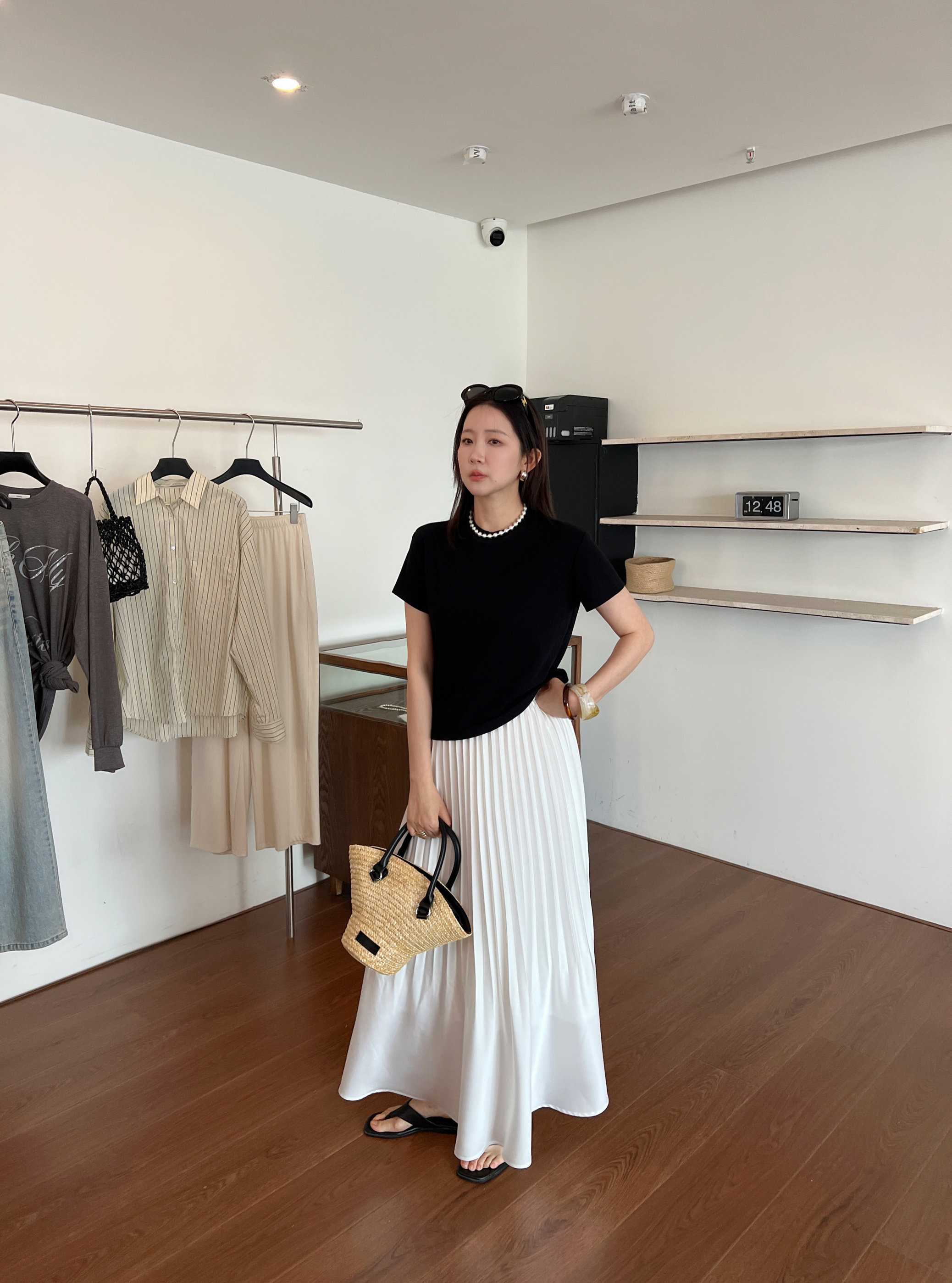 WIDELIA атласная плиссированная А-силуэт юбка со складками женская 2025 лето с резинкой на талии стройнящая юбка-русалка средней длины