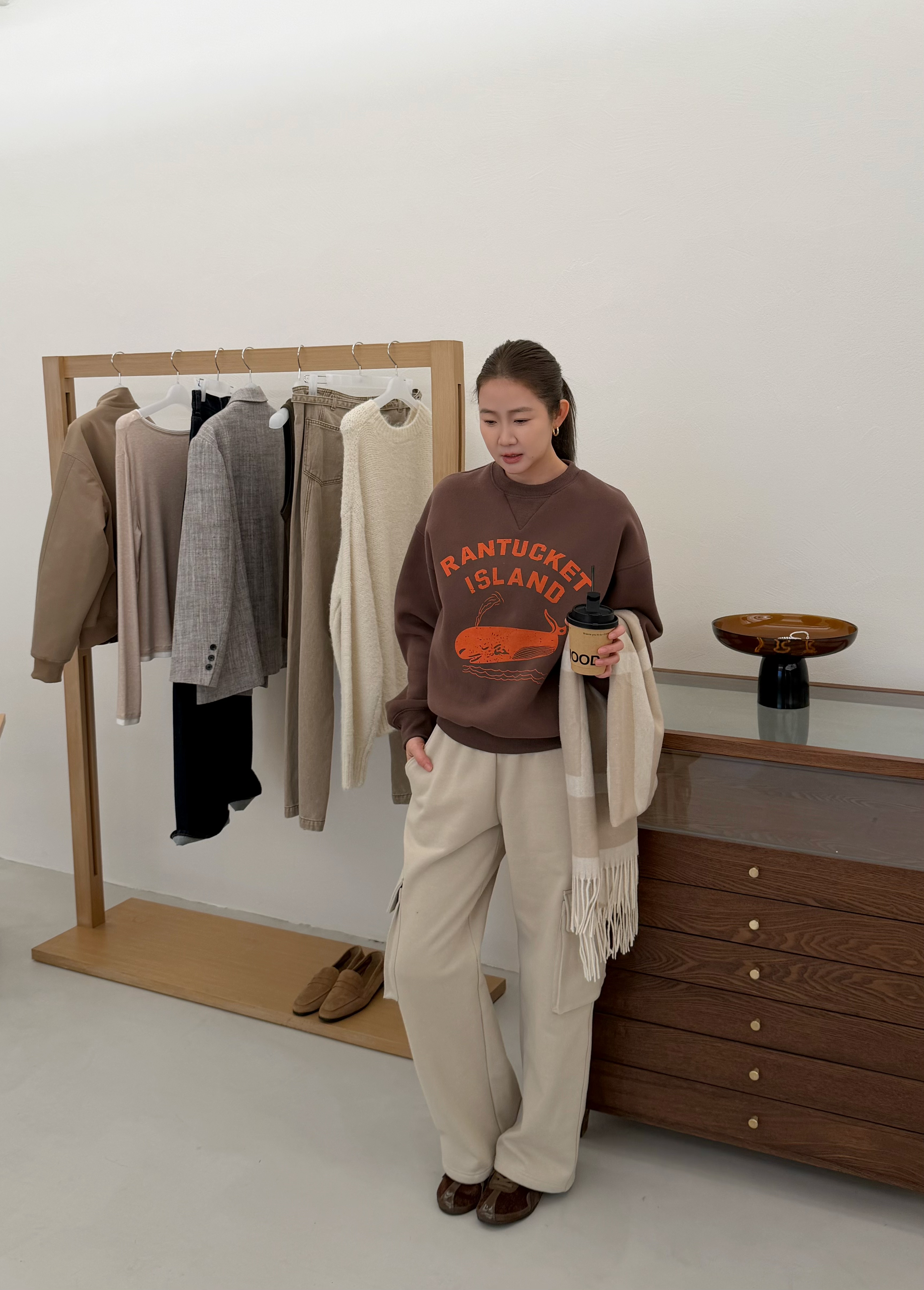 WIDELIA свитшот осень-зима 2025 корейский стиль свободный универсальный повседневный с флисом