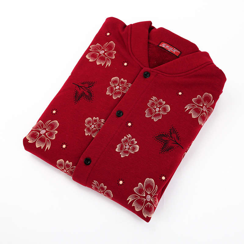 Đàn ông trung niên và phụ nữ áo len cotton ấm áp cộng với nhung dày cộng với phân bón mở quần áo mùa thu XL mở đồ lót ao giu nhiet lot nhung