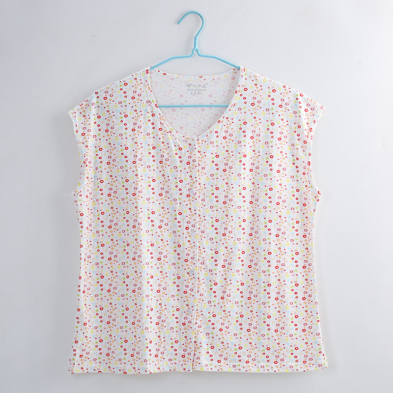Áo 2 dây cotton nữ áo len ngắn tay trung niên áo vest hở cổ người lớn cỡ lớn đối đầu mẹ áo ngực nữ