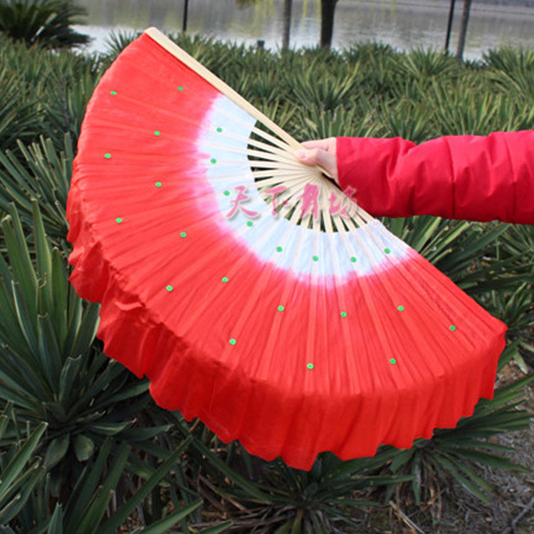 Dance fan double-sided square dancing fan is lengthened by one foot and 18 pairs of fans. Adult children's Yangko fan gradually