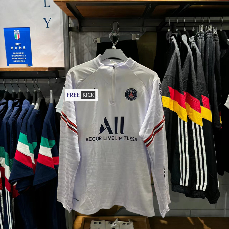 [Fk] French Ligue 1 21/22 Season Paris Long-Sleeve Training Uniform Half-Zip Thumb-Hole Football Sportswear Sweatshirt