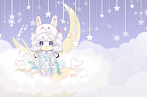 (Goel) Obi Island Star Moon Command Rabbit Suit Designer Sets Star Moon Rabbit With Expression Background