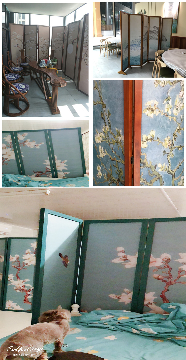 Địa Trung Hải hiện đại tối giản màn hình phòng khách vách ngăn gỗ rắn thời trang Phòng ngủ châu Âu hiên di chuyển màn hình gấp nhỏ - Màn hình / Cửa sổ giá vách ngăn gỗ sồi
