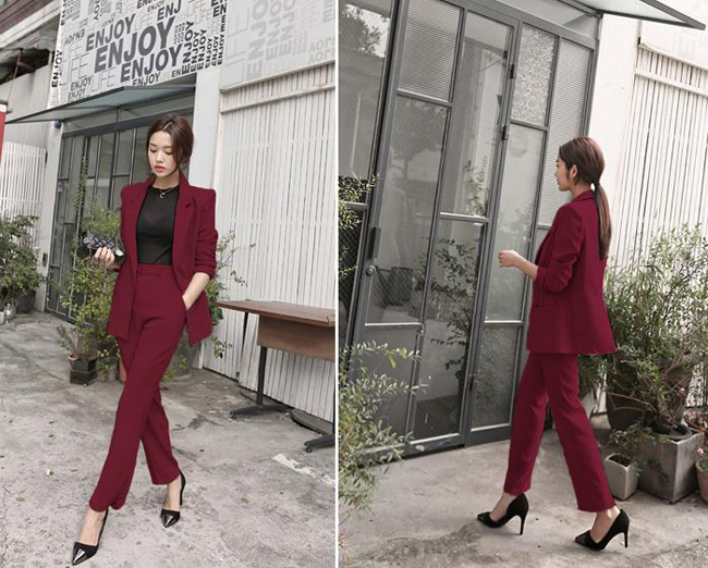 2018 mùa xuân nhỏ phù hợp với khí Hàn Quốc hoang dã đơn ngực thường OL màu rắn chín quần phù hợp với phù hợp với nữ triều mẫu áo vest nữ tay lỡ