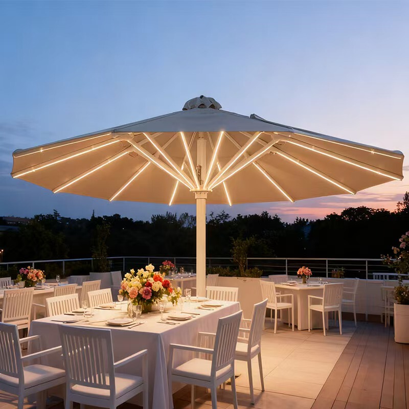 Outdoor Large Parasol Wind-Resistant Starlight Large Umbrella 5.7m Sun Umbrella Engineering Hotel Shop Commercial Courtyard Umbrella