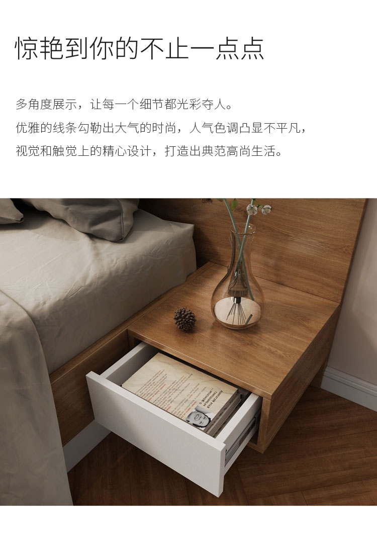 Giường với tủ đầu giường một phòng ngủ trường hợp giường Bắc Âu áp lực cao bồn chứa lưu trữ tiết kiệm không gian không có đầu giường - Giường giuong xep
