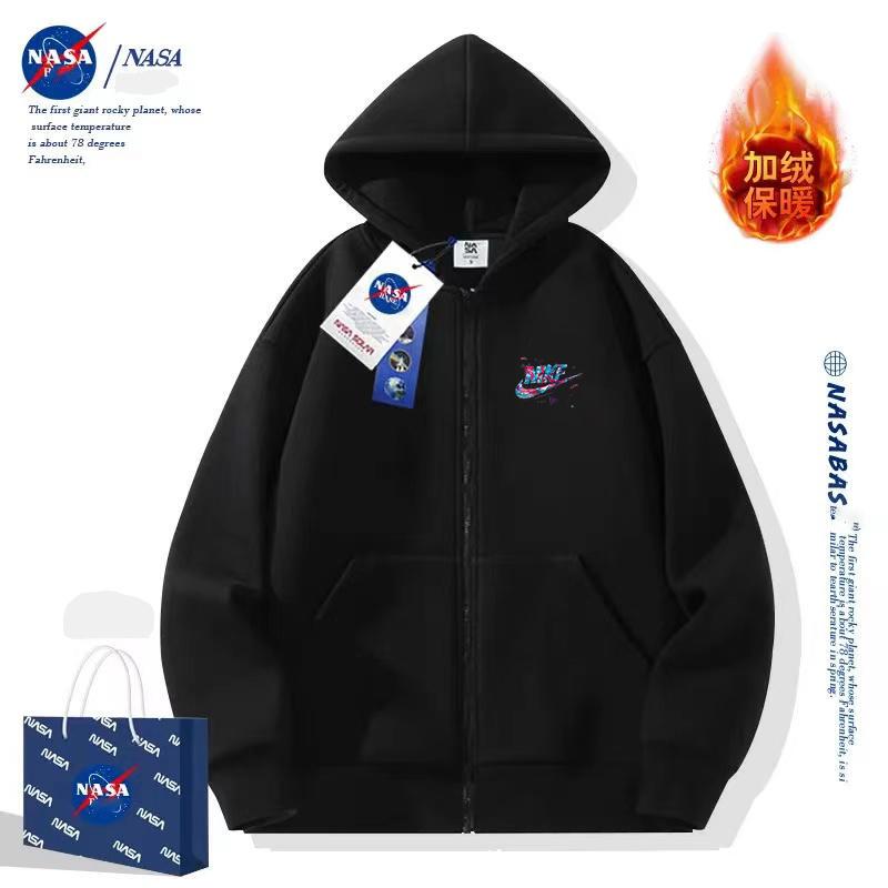 Nasa Cardigan Nk Hooded Sweatshirt for Men and Women, New Casual Versatile Spring and Autumn Couple Outfit, Niche Jacket