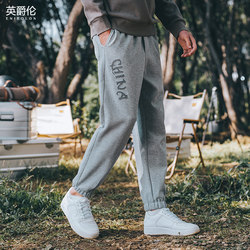 Yingjuerun American trendy brandy street sports pants for young men in autumn and winter trousers casual lettered with leggings ແລະຕີນຂະຫນາດນ້ອຍ.