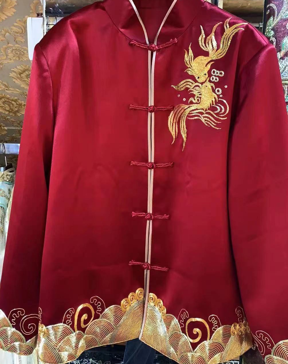 Suzhou Embroidery Plate Gold Embroidery Men's Groom's Dress Dragon and Phoenix Coat Men's Wedding Wedding Dress