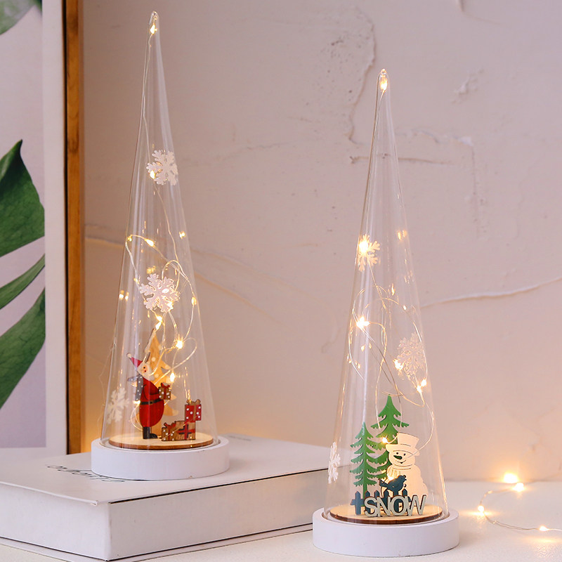 ins vibrato decorative lamp Nordic glass wood art girl heart net red gift room bedroom copper wire lamp decorative lamp