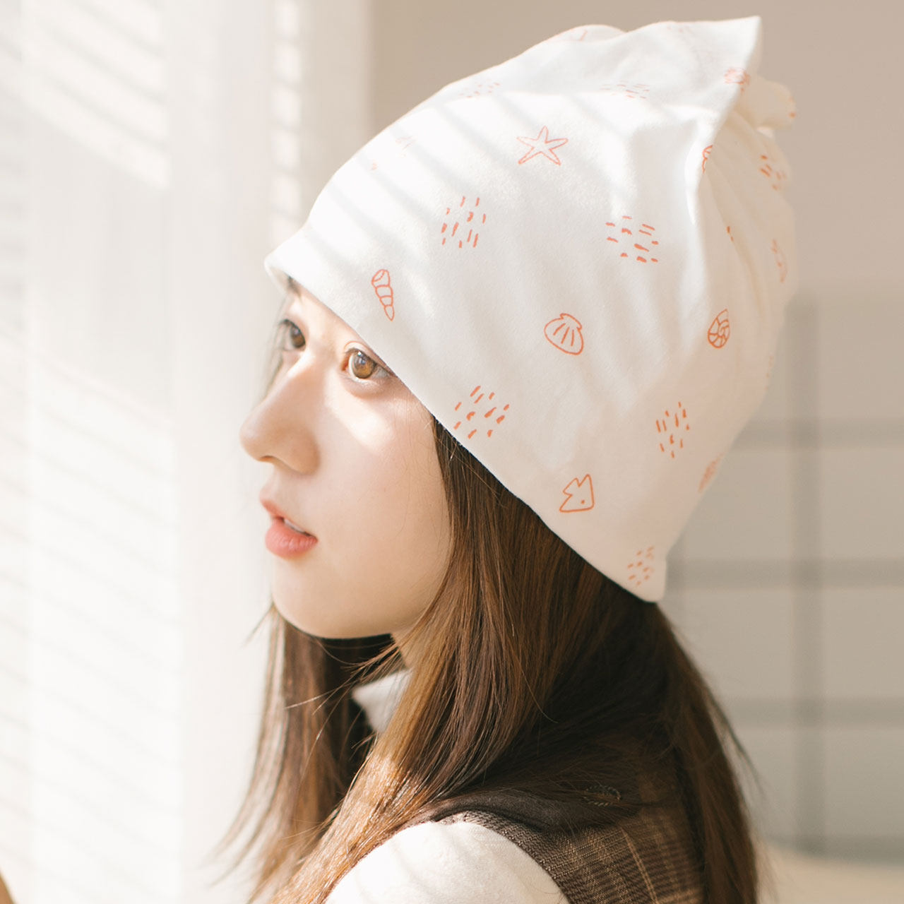 Lunar Subcap Spring April Postnatal Indoor Cute Pregnant Woman Hat June Summer Thin-style breathable headscarf windproof hair band