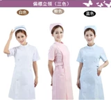 Униформа медсестры, хлопковый лонгслив, зимняя летняя одежда, синий белый халат для работы, короткий рукав