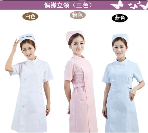 Униформа медсестры, хлопковый лонгслив, зимняя летняя одежда, синий белый халат для работы, короткий рукав