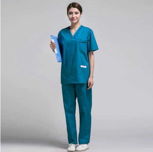 Хлопковый раздельный комплект подходит для мужчин и женщин, униформа медсестры, короткий рукав