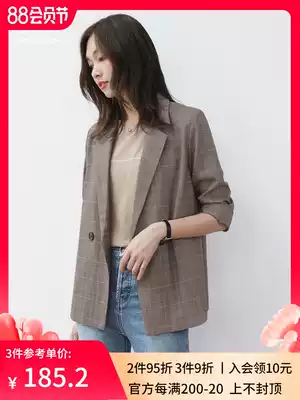 Plaid small suit female Korean version 2021 spring and autumn new casual short jacket loose plaid retro chic suit