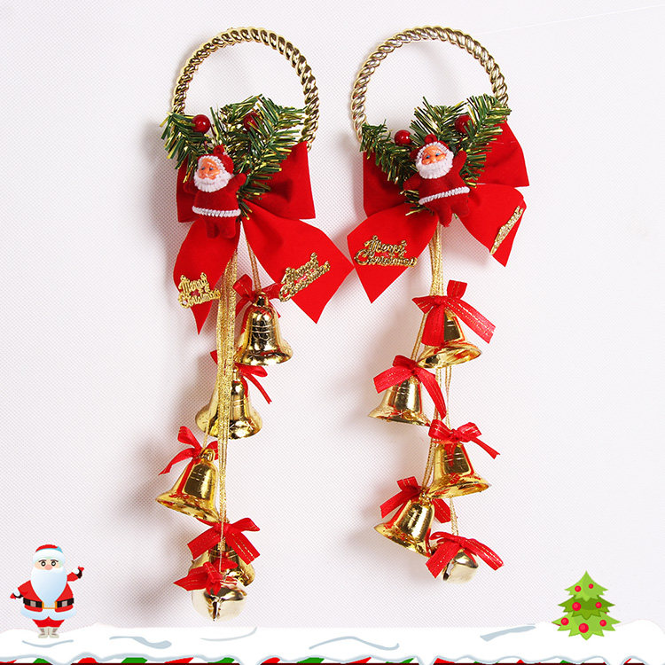 Christmas decorations ring bell ringer red small old man's bell string Christmas tree pendant flower ring rattan accessories