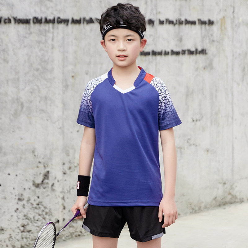 2020 New Badminton Suit Children's Kit Summer Short Sleeve Tennis Suit Training Jersey Speed Dry Sportswear