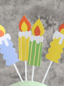 Internet-Famous and Vintage Paper Color Flame Candle Cake Decorative Insertion Cartoon Smiling Face Sun Bear Birthday Pl
