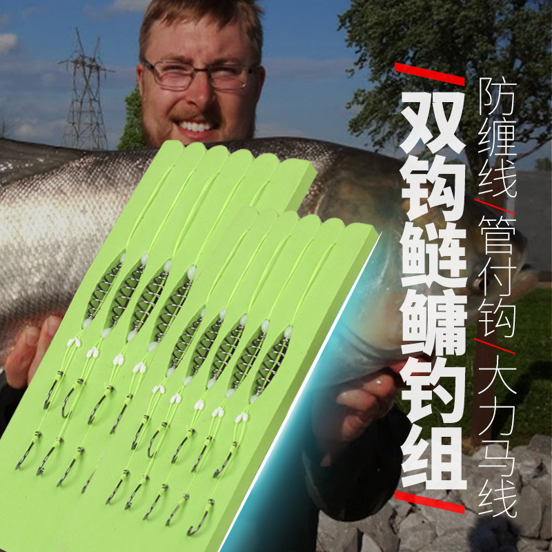 Weixiang silver carp hook tied for finished product fishing large head hand rod spring silver carp floating fishing silver carp group Fishing Crew Thread Hook hanging