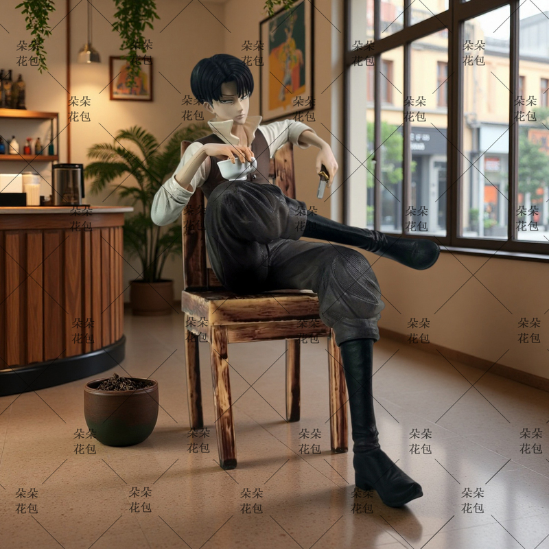 Attack on Titan Anime Peripheral Desktop Decoration Levi Soldier Commander Sitting Posture Gk Figure Two-Dimensional Model