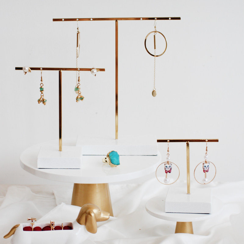 Versatile display rack white gold resin Jewelry Rack Retro Show Shelf Earrings Handmade Necklace