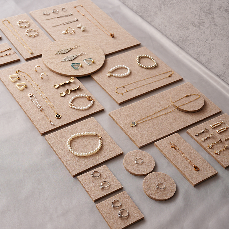 Jewelry Display Stand Creative Brown Felt Pad Ring Tray Earring Counter Market Storage Display Photography Props Jewelry Display Stand Creative Brown Felt Pad Ring Tray Earring Counter Market Storage Display Photography Props