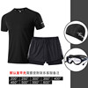 Black trousers, set, with short sleeve, 4 piece set