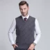 Áo len len cổ trụ nam trung thu áo dệt kim tay ngắn Dệt kim Vest
