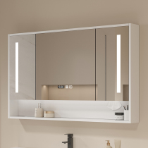 Salle de bain Miroir solide en bois massif de toilette intelligent style mur avec stockage en armoire de rangement cas miroir mémoire Wash Table intégrée Dresser