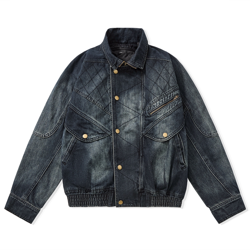 Winter Fleece-Lined Thickened Denim Jacket for Men, Heavy-Duty Biker Style, Vintage Detachable Cotton Lining Denim Jacket Top