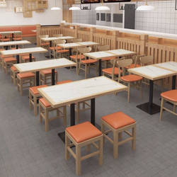 Solid Wood Rock Plate Fast Food Restaurant Noodle Restaurant Hot Pot Restaurant Combination Table Commercial Dining Table Dining Table Cafe Table and Chair Card Seat Table