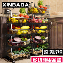 Kitchen Vegetable Shelving Dish Rack Multilayer Ground Fruits And Vegetables Containing basket Fruit containing rack Home Vegetable Basket With Wheels