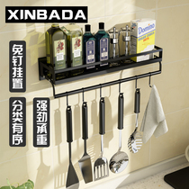 Kitchen shelve wall-mounted seasoning rack free of punch toilet bathroom hooks hanger multifunctional containing shelf